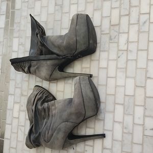 Grey suede platform booties